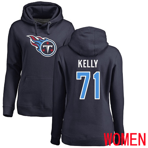 Tennessee Titans Navy Blue Women Dennis Kelly Name and Number Logo NFL Football 71 Pullover Hoodie Sweatshirts